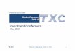 TXC Corporation Investment Conference-20150514(英文版)v1 · 7 SiWard $99 3.1% 8 Hosonic $95 3.1% 9 Rakon $71 2.2% 10 Failong $65 2.0% Other Companies $938 29.3% Total Revenue $3,190