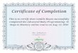 Certificate of Completion This is to certify that Camille ... · Certificate of Completion This is to certify that Camille Hayes successfully completed the Advanced Ruby Programming: