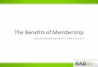 The Benefits of Membership - Nolan - RAB Me… · gift baskets by mail, phone or online in the past year. Adults who bought Christmas, Hanukkah, Kwanzaa Cards in the past year. 86
