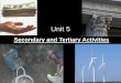 Unit 5 · 1. Primary economic activity – involves the collection / extracting… – of raw materials / resources from the earth… – through farming, fishing, mining, and forestry