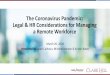 The Coronavirus Pandemic: Legal & HR Considerations for … · 2020-03-26 · Legal & HR Considerations for Managing a Remote Workforce March 26, 2020 ... overtime, anti-harassment