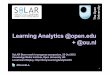 Learning Analytics @open.edu + @ou · learners educators Denise Whitelock: Can we provide personalised feedback to free text answers? ?!*?!* ?!*?!* A learning analytics ecosystem