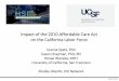 Impact of the 2010 Affordable Care Act on the California Labor … · 2017-12-05 · Impact of the 2010 Affordable Care Act on the California Labor Force May 27, 2015 Joanne Spetz,
