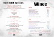 Daily Drink Specials Wines - theclaimcompany.com · Draft Beer Specials Domestic 2.49/3.49 Premium 4.49/5.49 Friday & Saturday You made it to the weekend!! Canyon Road Wines (those
