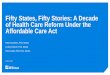 Fifty States, Fifty Stories: A Decade of Healthcare Reform ... · March 23, 2010. 3 March 23, 2020. 4 The Patient Protection and Affordable Care Act STAGES OF THE ACA IN ITS FIRST