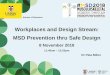 Workplaces and design stream: MSD prevention thru safe design · Dr Peta Miller. Systematically integrating physical and psychosocial risk assessments early in any ‘design process’