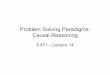 Problem Solving Paradigms: Causal Reasoning · • Causal reasoning as a PSP – ABEL • Causal reasoning + rules + debugging – GORDIUS 6.871 - Lecture 14 . A Recipe • Study