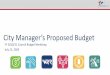 City Manager’s Proposed Budget€¦ · $118.1 million • Proposed additions Staff Positions Held Vacant – 23.75 • General Fund - 23.75 positions FY 2021 Temporary Budget Savings: