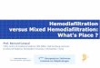 Hemodiafiltration versus Mixed Hemodiafiltration: What’s Place...2016/04/03  · Outlook of the Presentation 1. What is optimal in convective therapies ? ‒Convective dose : postdilution