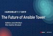 The Future of Ansible Tower ATL Slide...What scaling looks like today Monolithic Service Deployments Close proximity ... Scaling Tower for the future Seperate the web application from