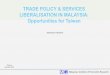 TRADE POLICY & SERVICES LIBERALISATION IN MALAYSIA ... · Liberalisation of the Services Sector 2008 Services sector contributed 55% to GDP, of which 47.6 from non-government services: