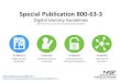 Special Publication 800-63-3 - NIST · Special Publication 800-63-3 Digital Identity Guidelines (formerly known as Electronic Authentication Guideline) SP 800-63-3. Digital Identity