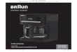 Coffee maker · The coffee maker will operate normally without it. Replacement water filters can be purchased in stores, through the Braun website, or by calling Customer Service