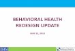 BEHAVIORAL HEALTH REDESIGN UPDATE - mhav.org...The Vision for Redesign • Keep Virginians well and thriving in their communities • Improve behavioral health services and outcomes