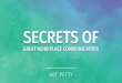 SECRETS OF - Management Excellence by Art Petty · SECRETS OF GREAT WORKPLACE COMMUNICATORS. 2 01. LEARN TO LOVE CHALLENGING CONVERSATIONS. 3 ... about your interactions during the