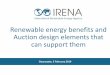 Renewable energy benefits and Auction design elements that can … · 2019-02-08 · Trends in renewable energy auctions Based on REN21 Global Status Report (2005 to 2016) IRENA and