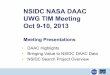 NSIDC NASA DAAC UWG TIM Meeting Oct 9-10, 2013 · 2016-06-09 · • New assigned responsibilities: SMAP, ICESat-2, Operation IceBridge, Aquarius, AMSR-2 • Greater utilization of