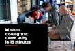 Coding 101: Learn Ruby in 15 minutes · Learn Ruby in 15 minutes. 2 2 Contents 3 About us 4 Installing Ruby 4 Checking you’ve got Ruby 5 Method calls 5 Variables 6 Truth and Falsehood