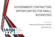 GOVERNMENT CONTRACTING OPPORTUNITIES FOR SMALL … · 2015 Page 2 WPI Offices located at: Milwaukee County Research Park 10437 Innovation Drive, Suite 320 Milwaukee, WI 53226 414-270-3600