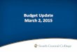 Budget Update March 2, 2015 - southcentral.edu · Budget Update March 2, 2015 . Enrollment Actual FYEs 2009-2014 Estimate FYEs 2015-2016 0 500 1000 1500 2000 2500 3000 3500 FY2009