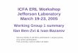 ICFA ERL Workshop Jefferson Laboratory March 19-23, 2005 · ICFA ERL Workshop Jefferson Laboratory March 19-23, 2005 Working Group 1 summary Ilan Ben-Zvi & Ivan Bazarov Sincere thanks