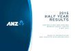 2016 HALF YEAR RESULTS - ANZ · 2016. 5. 3. · 2016 . half year . results . australia and new zealand banking group limited . 3 may 2016 . results presentation and investor discussion