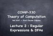 COMP-330 Theory of Computationcrypto.cs.mcgill.ca/~crepeau/COMP330/LECTURE-2.pdf · Theory of Computation Fall 2017 -- Prof. Claude Crépeau Lecture 2 : Regular Expressions & DFAs