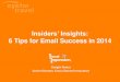 Insiders’ Insights · Insiders’ Insights: 6 Tips for Email Success in 2014 Dwight Sholes Senior Director, Cross Channel Innovation