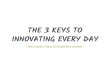 THE 3 KEYS TO INNOVATING EVERY DAY · the first creative lab that employed a process of ideation, prototyping, and almost endless iteration. Most breakthrough ideas, whether the light