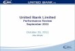 United Bank Limited · o Derivative income increased by more than 100%, mainly due to better local arbitrage opportunities. ... Sep 2011 Dec 2010 Sep 2011 Dec 2010 EPS (Rs/share-annual.)