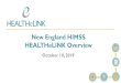 New England HIMSS HEALTHeLINK Overvie HIMSS... · By the Numbers • 100% of WNY hospitals participating • More than 85% of WNY practices participating • Approximately 5,100 participating