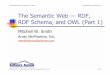 The Semantic Web — RDF, RDF Schema, and OWL (Part 1) · PDF file Mitchell W. Smith — The Semantic Web – RDF, RDF Schema and OWL (Part 1 of 2) Page 3 RDF Introduction "The Semantic