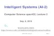 Intelligent Systems (AI-2)carenini/TEACHING/CPSC422-19/lecture2-20… · Language Processing (NLP) applications! Stationary Markov-Chain: Example Probability of initial state t t