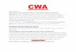 Welcome to the inaugural issue of the CWA Customer Service … · CUSTOMER SERVICE ACTION NETWORK Dear Brenda, Welcome to the inaugural issue of the CWA Customer Service Newsletter