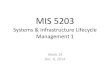 MIS 5203 Week 1 -1 Presentation€¦ · components contd. (week 6) Systems & Infrastructure Lifecycle Management 1 Vasant Kumar •COBIT seven information criteria for Application