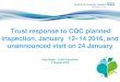 Trust response to CQC planned inspection, January 12 14 ... · inspection, January 12 ... Mortuary improvement plan in place. ... actions from formal report) MUST do actions: Effective
