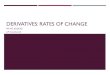 DERIVATIVES: RATES OF CHANGE … · INSTANTANEOUS RATE OF CHANGE Now, suppose that we define ℎas the difference between and . This implies that = +ℎ Here, note that as ℎ→0,
