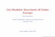 On Modular Invariants of Finite Groupscongreso.us.es/dsym/Presentations/Castro_Fleischmann.pdf · On Modular Invariants of Finite Groups Peter Fleischmann Institute of Mathematics,