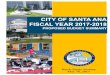CITY OF SANTA ANA FISCAL YEAR 2017-2018 · 2018. 8. 13. · CITY OF SANTA ANA . FISCAL YEAR 2017-2018 . PROPOSED BUDGET SUMMARY . Work-Study Session . May 16, 2017