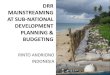 DRR MAINSTREAMING AT SUB-NATIONAL DEVELOPMENT … · 2016. 9. 20. · level local govt. authority for planning & budgeting extensive at sub-national level strictly determined at sub-national