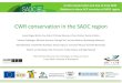 CWR conservation in the SADC regionSADC region for active in situ conservation and ex situ collections, based on diversity analyses. •National Strategic Actions plans (NSAP) for