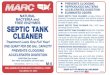 MID-AMERICAN RESEARCH CHEMICAL - Home · MARC SEPTIC TANK CLEANER contains billions of specially formulated anaerobic and aerobic enzyme producing bacteria which will promote natural