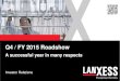 Roadshow Q4 2015 20160317 final - LANXESS · 2019. 11. 7. · This presentation contains certain forward-looking statements, including assumptions, ... Executive summary Q4 2015 and