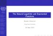 The Natural Logarithm and Exponential Functions · 2014. 1. 31. · Exponential Function Derivatives of General Exponential Function Integration of General Exponential Functions General
