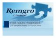 Final Results Presentation - Remgro · 2015. 12. 7. · year-ends than Remgro, e.g. FirstRand and RMBH that implemented Circular 08/07 in later financial periods • Headline earnings