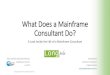 What Does a Mainframe Consultant Do? - Longpela Expertiselongpelaexpertise.com/whitepaper/Longpela_ECC... · 2016. 8. 9. · • Most work from larger consulting companies and mainframe