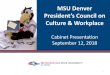 MSU$Denver$ President’s$Council$on$ Culture$&$Workplace · Employees)at)MSU)Denver)want)a)rewarding,)enjoyable)work)environment,)that)is) both)engaging)and)flexible,)and)recognizing)members’)achievements.)Our)