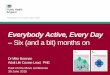 Everybody Active, Every Day...Creating a social movement • Changing general attitudes to make physical activity the expectation or social norm • Working across sectors in the places