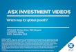 ASX INVESTMENT VIDEOS...2013/09/02  · 5 Asian Economic Perspective Year Real GDP Growth 2012 2013 2014 China 7.8 7.8 7.9 India 5.0 5.9 6.6 North East Asia (1) 6.6 6.5 6.7 South East