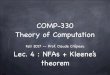 COMP-330 Theory of Computation - McGill Universitycrypto.cs.mcgill.ca/~crepeau/COMP330/LECTURE-4.pdf · 2017. 9. 14. · COMP 330 Fall 2017: Lectures Schedule 14. Context-free languages